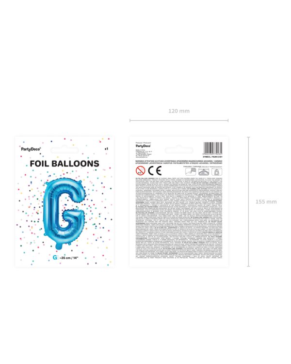 Foil Balloon Letter ''G'', 35cm, blue