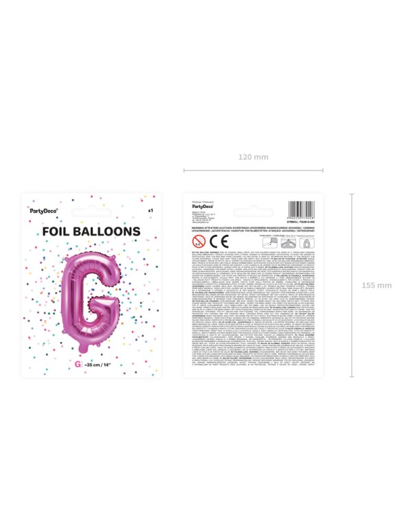 Foil Balloon Letter ''G'', 35cm, dark pink
