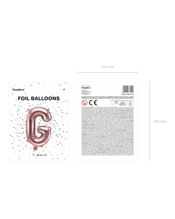 Foil Balloon Letter ''G'', 35cm, rose gold