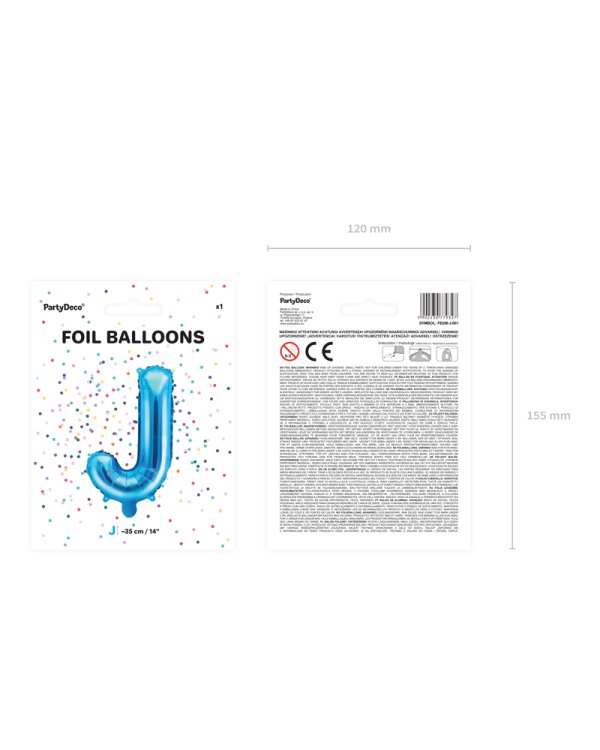 Foil Balloon Letter ''J'', 35cm, blue