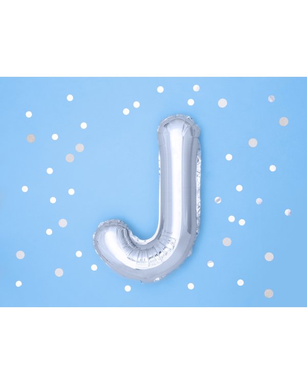 Foil Balloon Letter ''J'', 35cm, silver