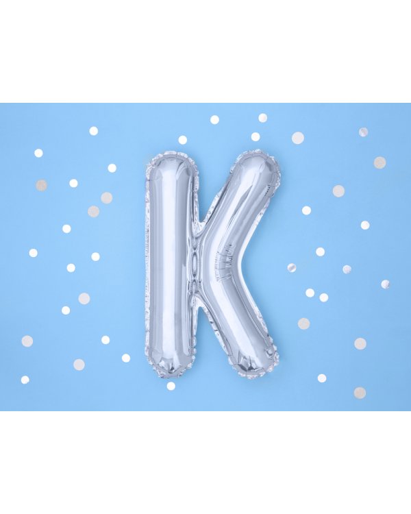 Foil Balloon Letter ''K'', 35cm, silver