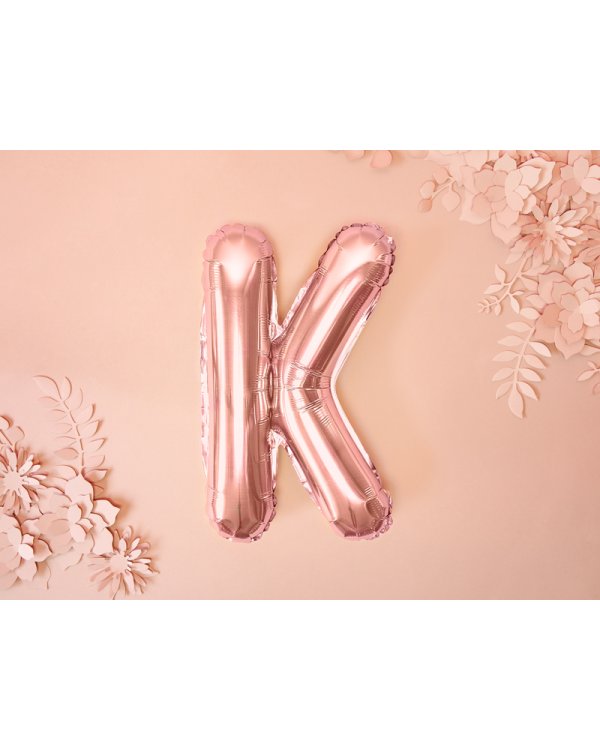 Foil Balloon Letter ''K'', 35cm, rose gold