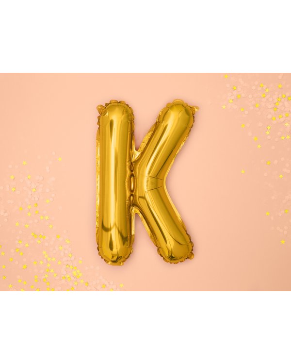 Foil Balloon Letter ''K'', 35cm, gold