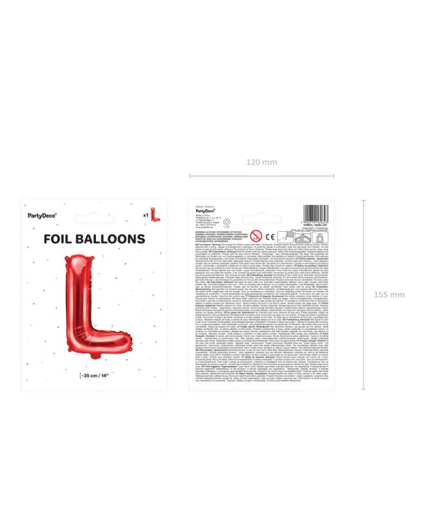 Foil Balloon Letter ''L'', 35cm, red