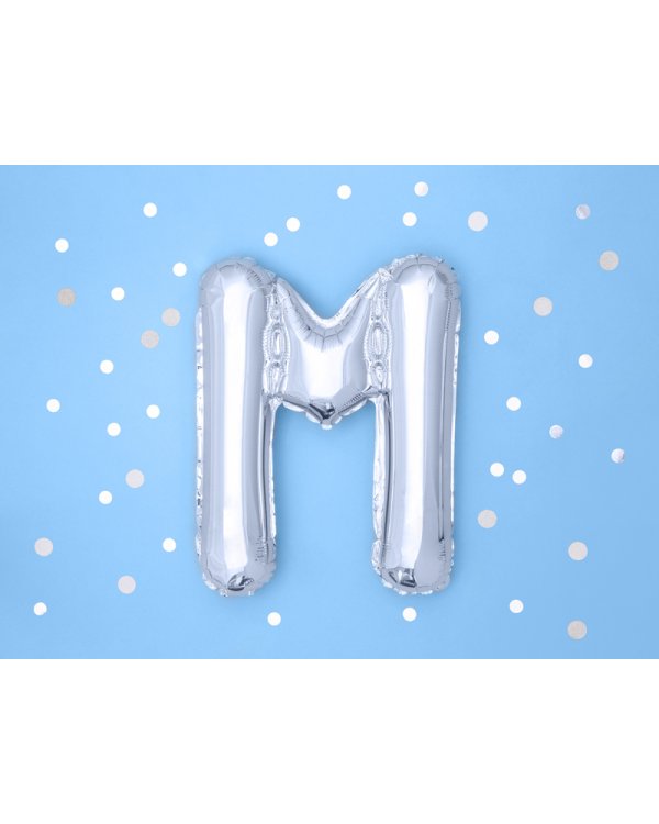 Foil Balloon Letter ''M'', 35cm, silver