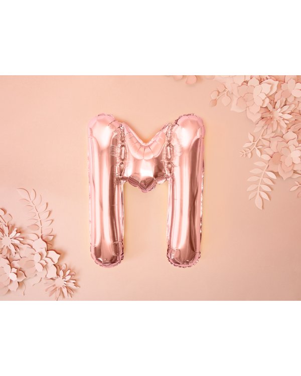 Foil Balloon Letter ''M'', 35cm, rose gold