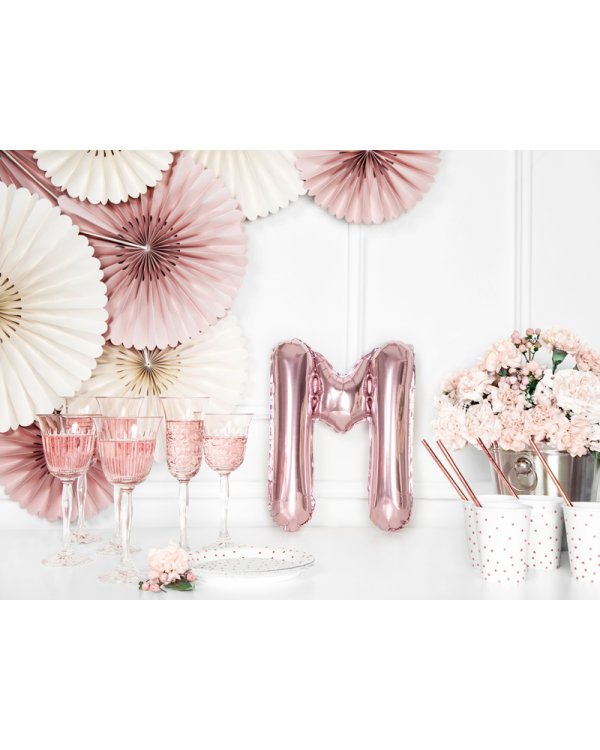 Foil Balloon Letter ''M'', 35cm, rose gold