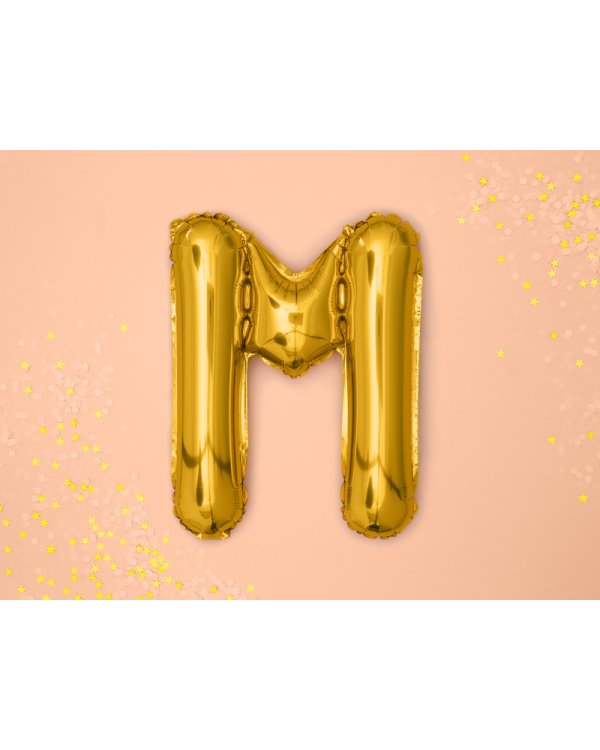 Foil Balloon Letter ''M'', 35cm, gold