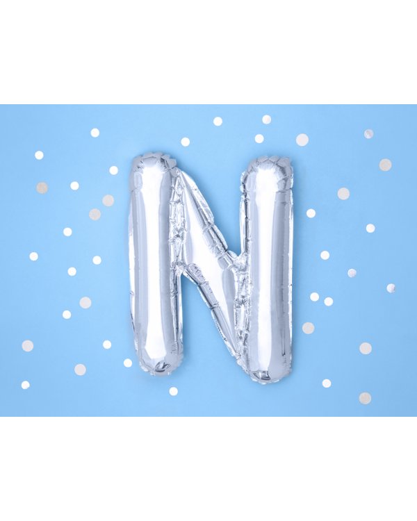 Foil Balloon Letter ''N'', 35cm, silver