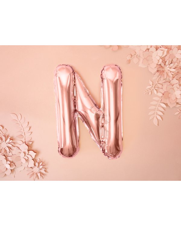 Foil Balloon Letter ''N'', 35cm, rose gold