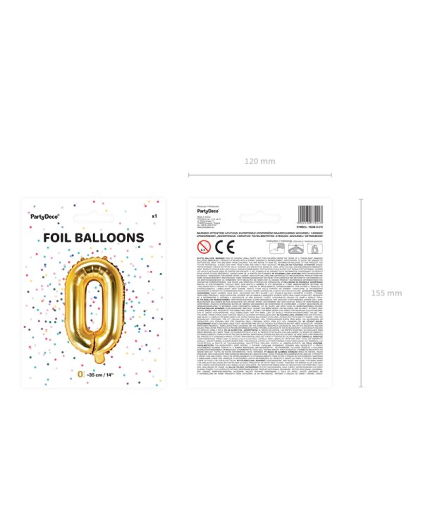 Foil Balloon Letter ''O'', 35cm, gold
