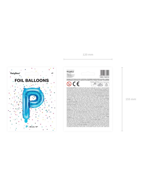Foil Balloon Letter ''P'', 35cm, blue