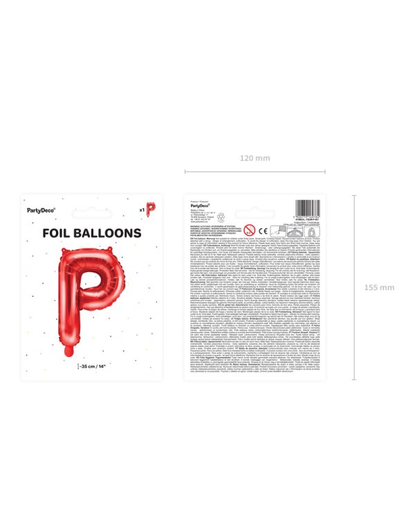 Foil Balloon Letter ''P'', 35cm, red