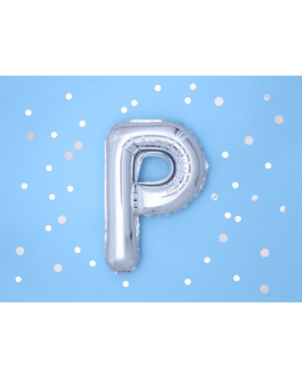 Foil Balloon Letter ''P'', 35cm, silver, 1piece