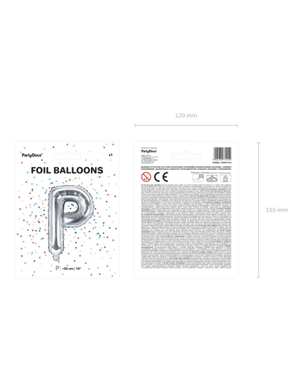 Foil Balloon Letter ''P'', 35cm, silver, 1piece