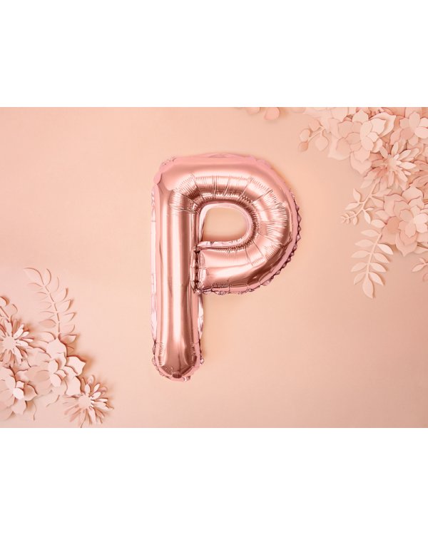 Foil Balloon Letter ''P'', 35cm, rose gold