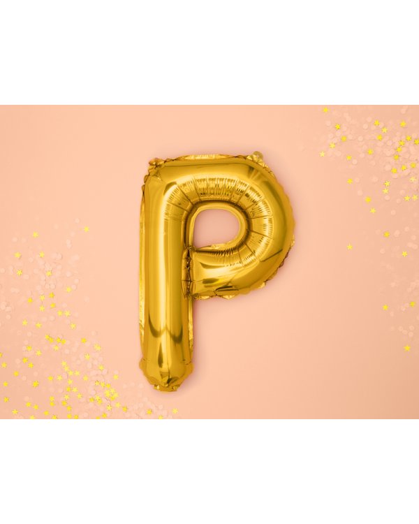 Foil Balloon Letter ''P'', 35cm, gold, 1piece