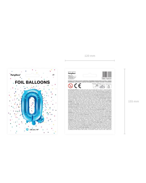 Foil Balloon Letter ''Q'', 35cm, blue