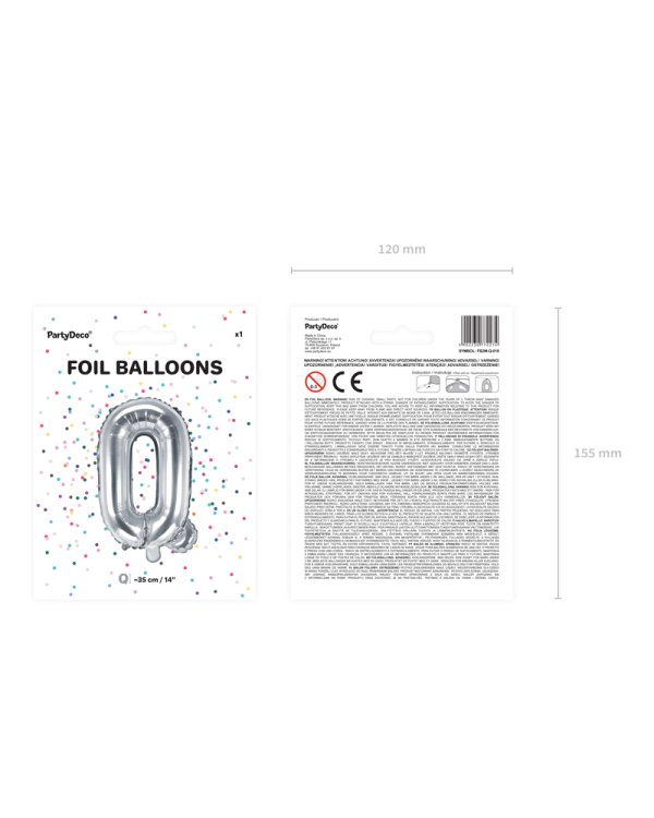 Foil Balloon Letter ''Q'', 35cm, silver