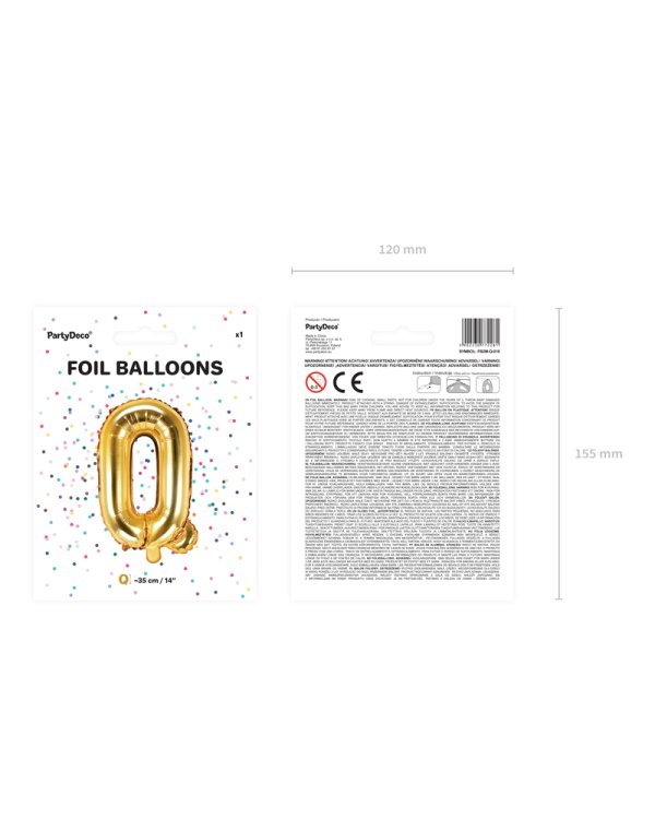 Foil Balloon Letter ''Q'', 35cm, gold