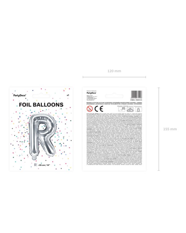 Foil Balloon Letter ''R'', 35cm, silver
