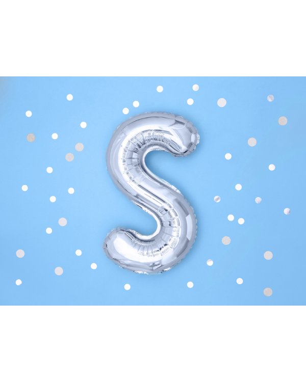 Foil Balloon Letter ''S'', 35cm, silver