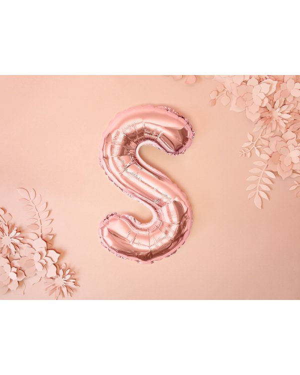 Foil Balloon Letter ''S'', 35cm, rose gold