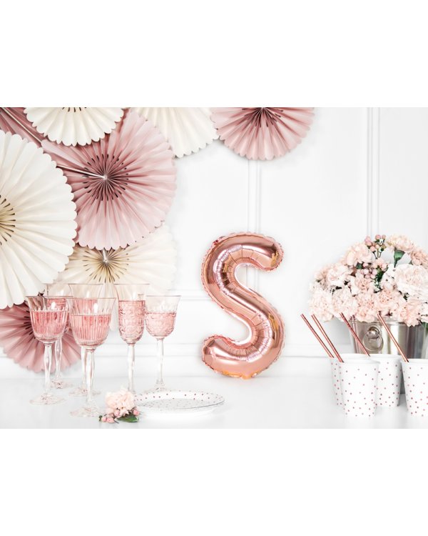 Foil Balloon Letter ''S'', 35cm, rose gold