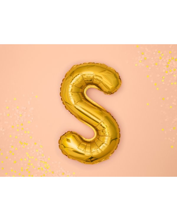 Foil Balloon Letter ''S'', 35cm, gold