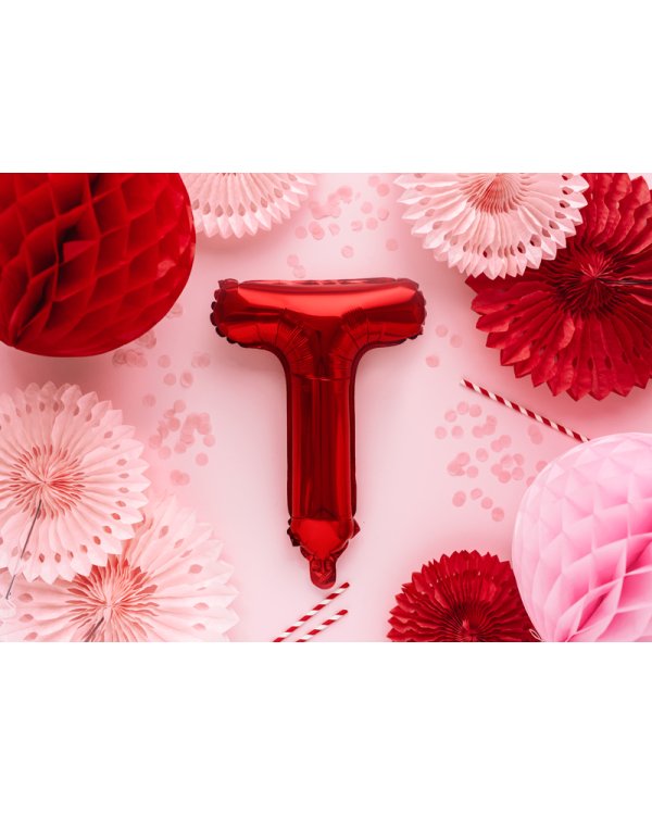 Foil Balloon Letter ''T'', 35cm, red