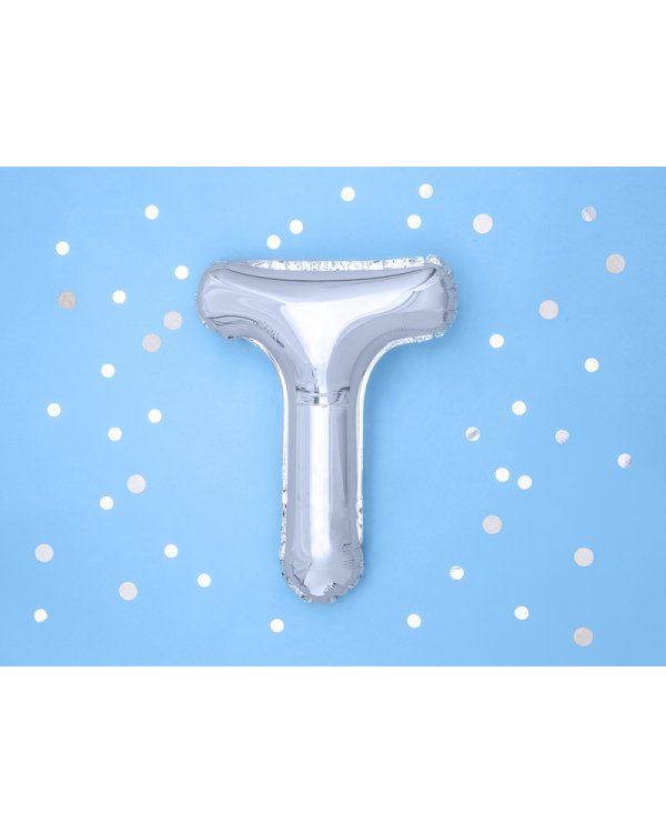 Foil Balloon Letter ''T'', 35cm, silver