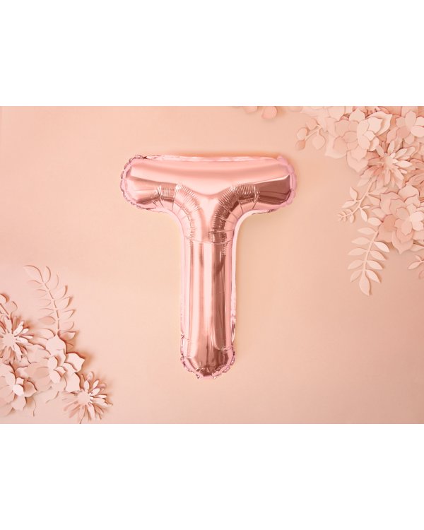 Foil Balloon Letter ''T'', 35cm, rose gold
