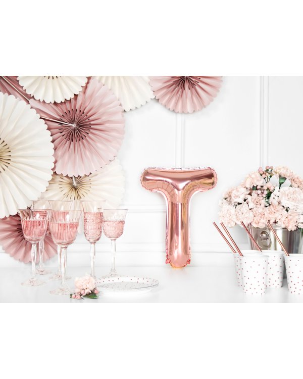 Foil Balloon Letter ''T'', 35cm, rose gold