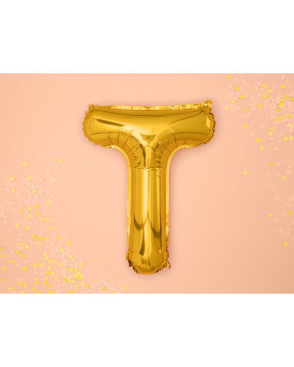 Foil Balloon Letter ''T'', 35cm, gold