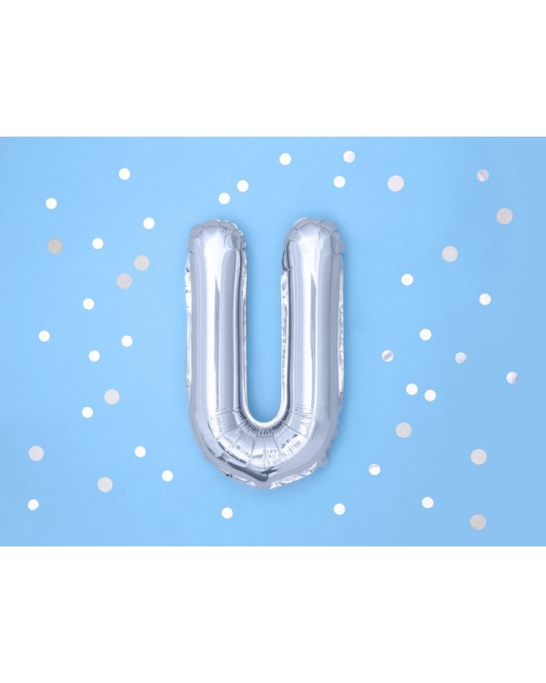Foil Balloon Letter ''U'', 35cm, silver