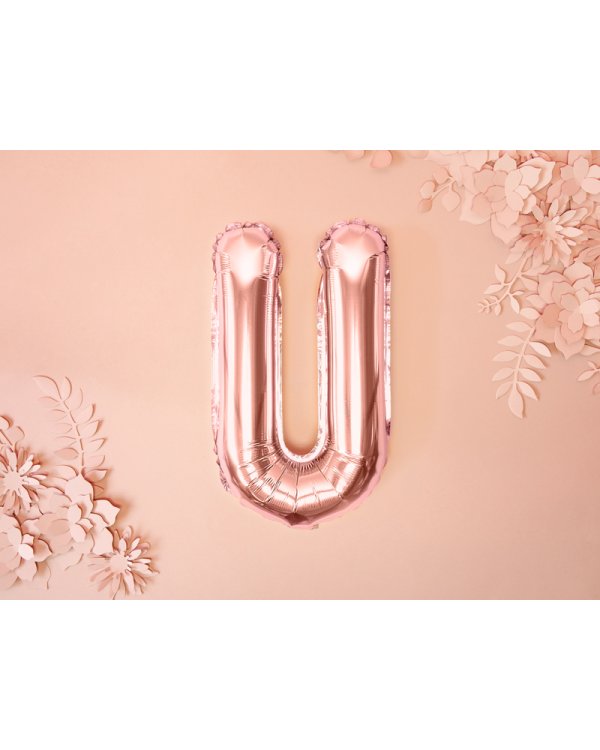 Foil Balloon Letter ''U'', 35cm, rose gold