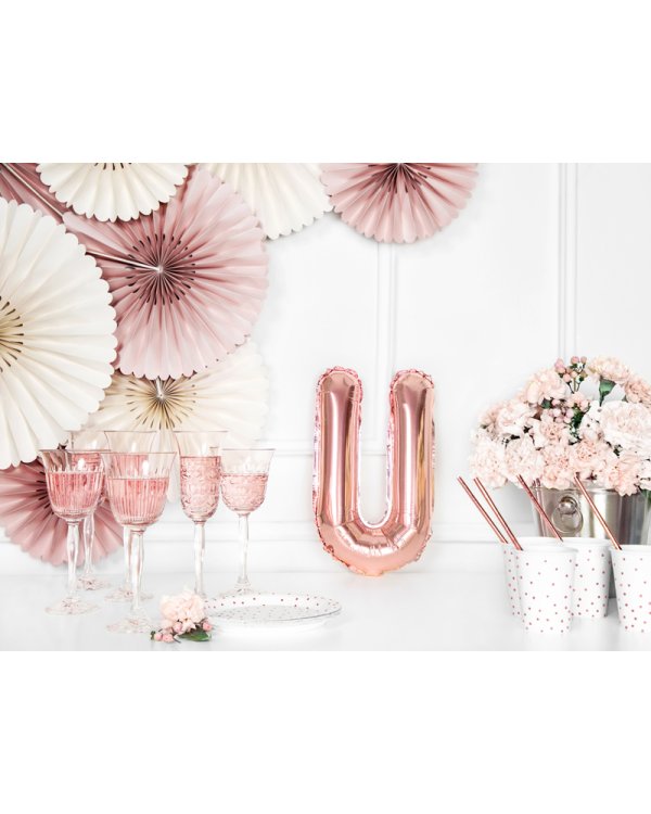 Foil Balloon Letter ''U'', 35cm, rose gold