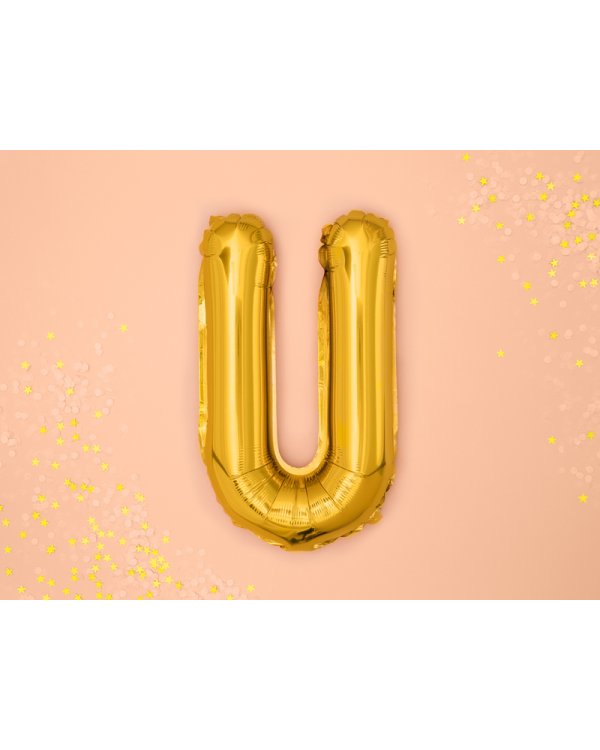Foil Balloon Letter ''U'', 35cm, gold