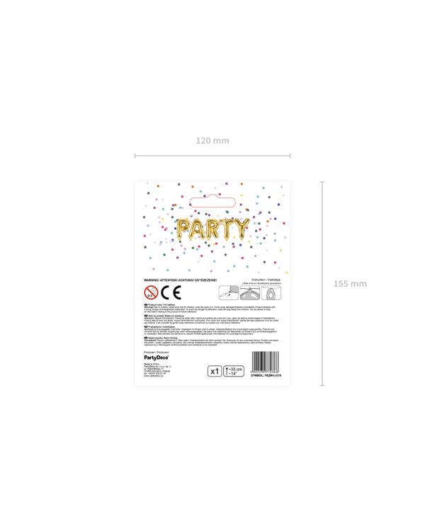 Foil Balloon Letter ''U'', 35cm, gold