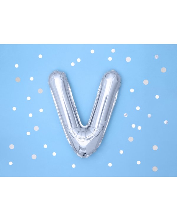 Foil Balloon Letter ''V'', 35cm, silver