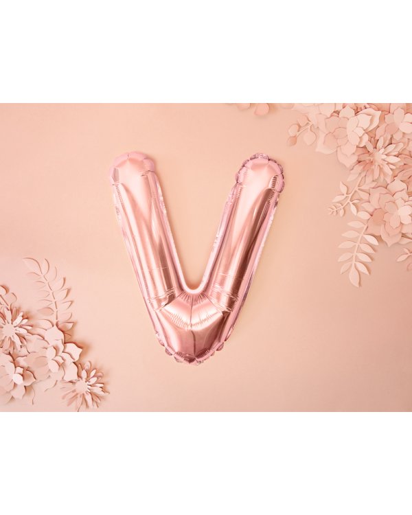 Foil Balloon Letter ''V'', 35cm, rose gold