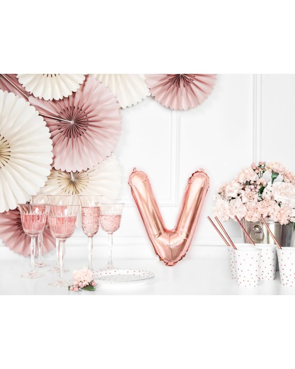Foil Balloon Letter ''V'', 35cm, rose gold