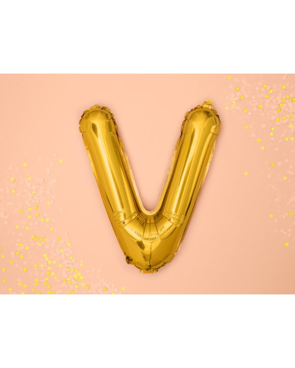 Foil Balloon Letter ''V'', 35cm, gold