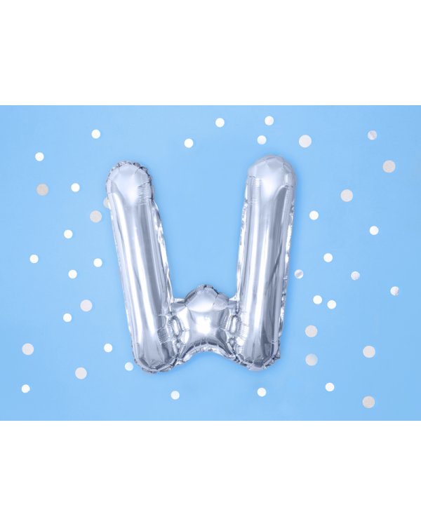 Foil Balloon Letter ''W'', 35cm, silver