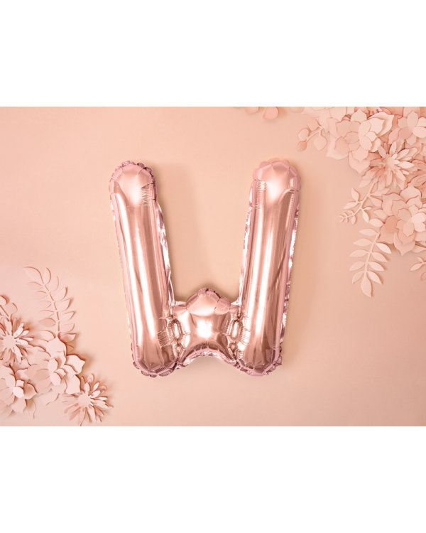 Foil Balloon Letter ''W'', 35cm, rose gold