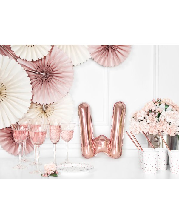 Foil Balloon Letter ''W'', 35cm, rose gold