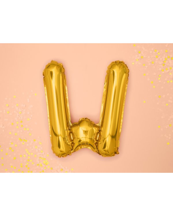 Foil Balloon Letter ''W'', 35cm, gold