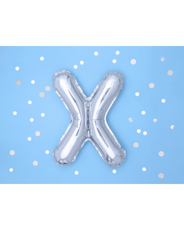 Foil Balloon Letter ''X'', 35cm, silver