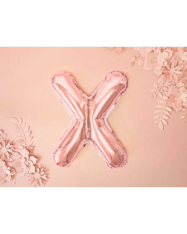 Foil Balloon Letter ''X'', 35cm, rose gold